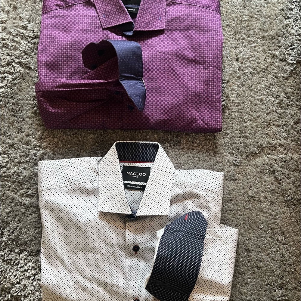 Ted Baker, MACEOO  Purple Shirt and White Fashion Shirt $49 for both
